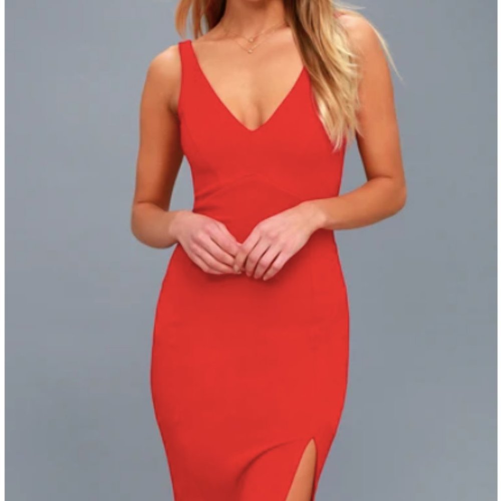 Iconic Moment Red Bodycon Midi Dress